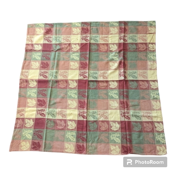 Other - Vintage Muted Colors Fall Leaves Cotton Tapestry Square Tablecloth. 49x49